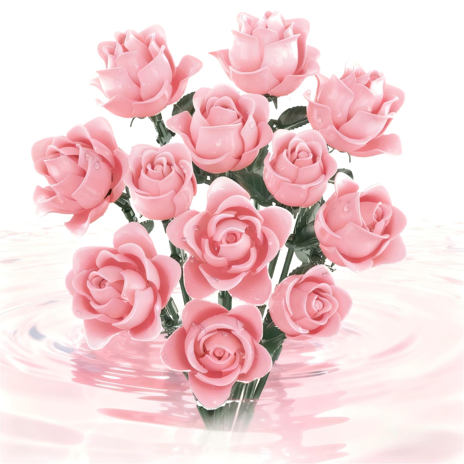 roseリーメント Amazon.com: Pink Rose Bouquet Building Set, Compatible with Lego